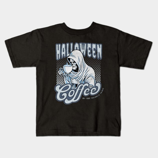 Halloween And Coffee Kids T-Shirt by Odetee